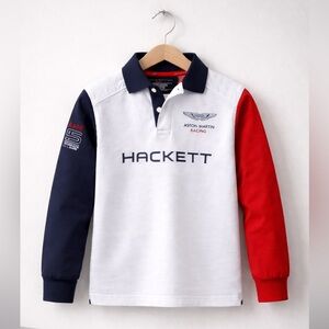 Hackett Aston Martin Racing Long Sleeve Polo Shirt (Size 9–10)